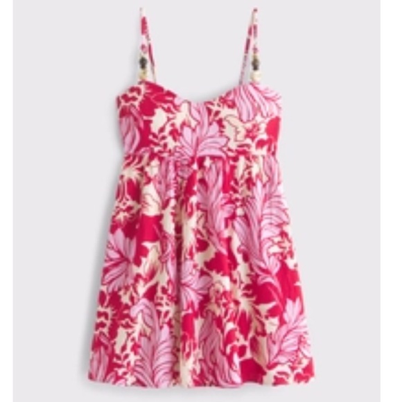 🎉 HP 11/30 🎉 Abercrombie & Fitch Floral Beaded Sweetheart Babydoll Skort Dress - Picture 7 of 8